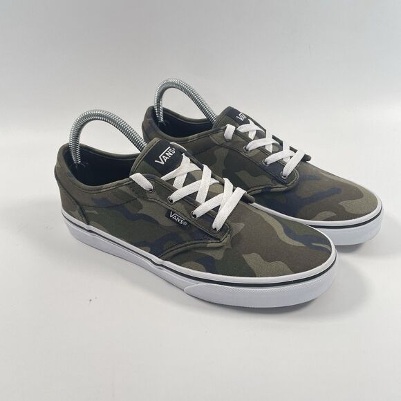 Vans Camouflage Shoes Lace Up Green Low Top Skate Sneakers Boys Youth Size 6 - Picture 2 of 10